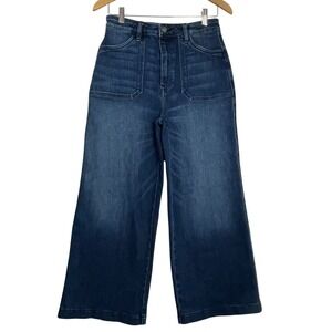 Kancan Size 9 / 28 High‎ Rise Wide Leg Crop Jeans Utility Pockets